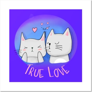 True Love with Cats and a kiss Posters and Art